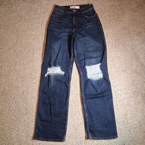 Hollister Jeans Curvy Ultra High Rise Dark Blue Straight Leg Size 3